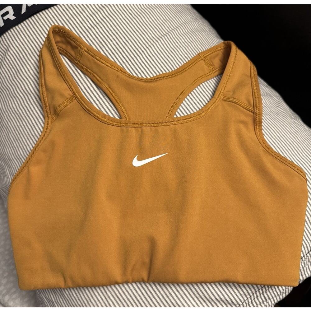 Nike Dri-FIT Sports Bra Mustard Yellow Racerback Small Style 477445